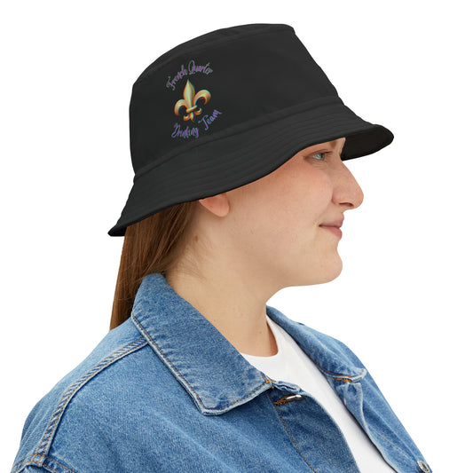 "French Quarter Drinking Team" Black Bucket Hat , With Black or White Stitching