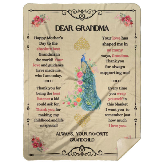 "Dear Grandma" Premium Sherpa Blanket,  60" x 80"