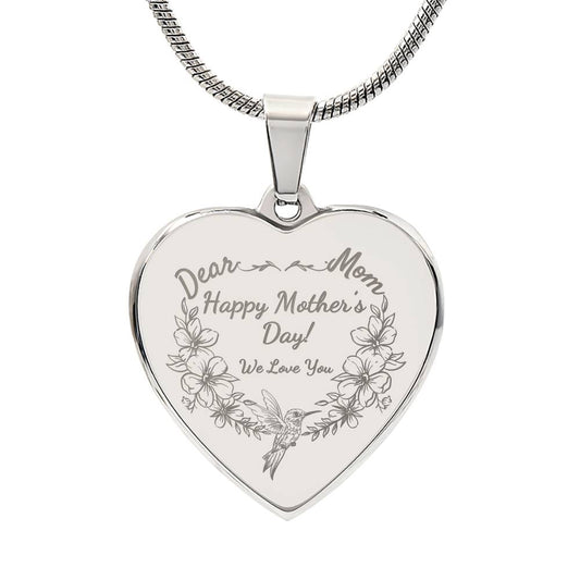 "Dear Mom, Happy Mothers' Day-We Love You", Engraved Heart Necklace.  Mom will cry tears of joy when she sees this!