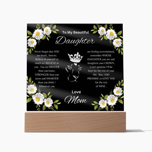 Lion Princess Square Acrylic Plaque, "To My Daughter, Love Mom"  Your Daughter will cry when she reads this plaque!