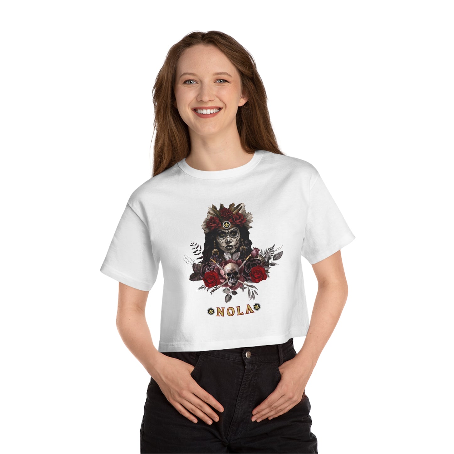 "Camille- NOLA Pirate" Women's Cropped T-Shirt