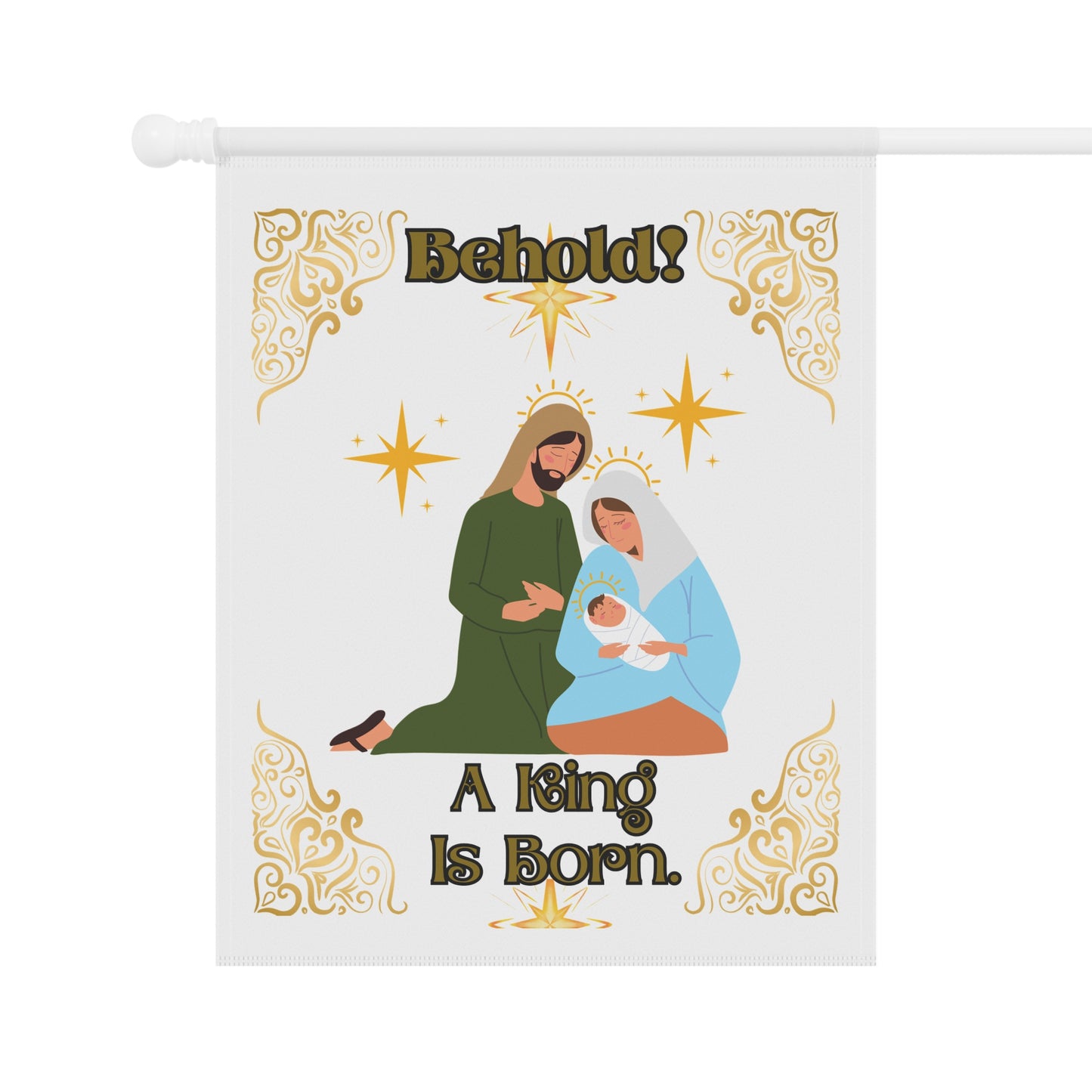 "Behold A King Is Born!" White Garden/Lawn Sign,  24.5 in x 32 in