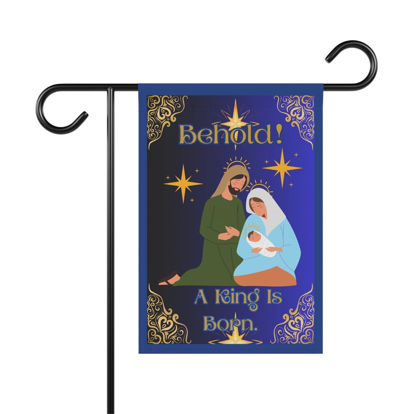 "Behold. A King Is Born!", Garden/Lawn Banner, 12 in x 18 in, Blue Ombre