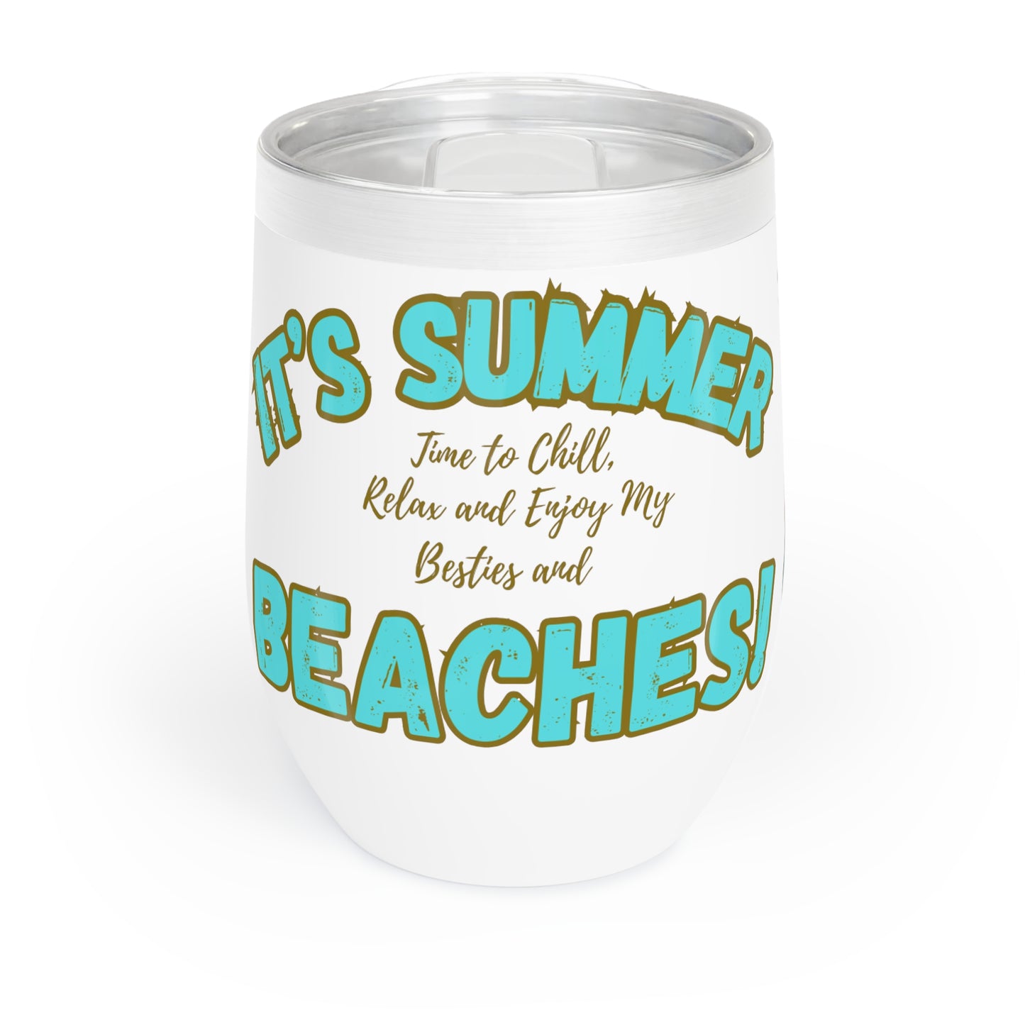 " It's Summer...Beaches" Beachcomber Design, 12 oz Chill Wine Tumbler