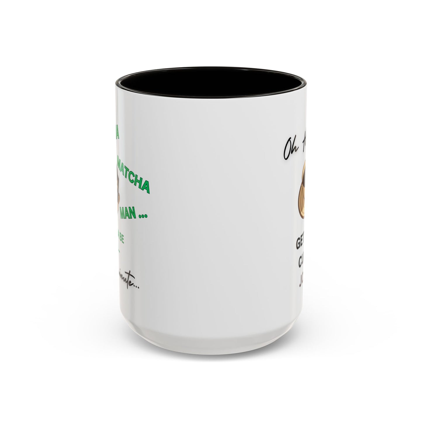 "Matcha Man-Java Joe" White Ceramic Mug with Color Accents (11oz, 15oz)