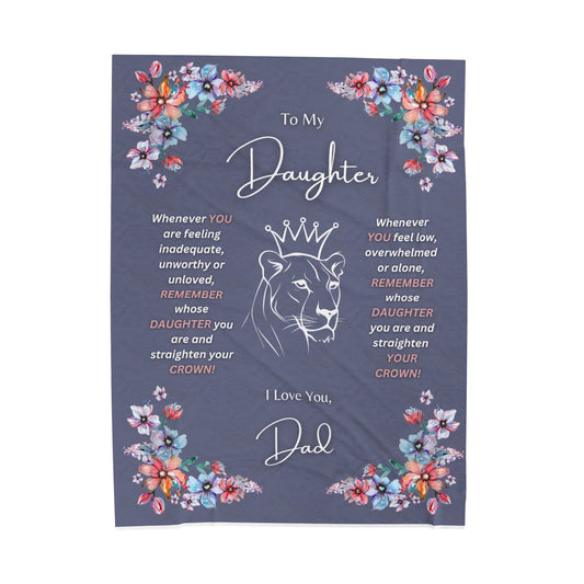 "To My Daughter-Lion Princess", Velveteen Plush Blanket-Lilac Grey,