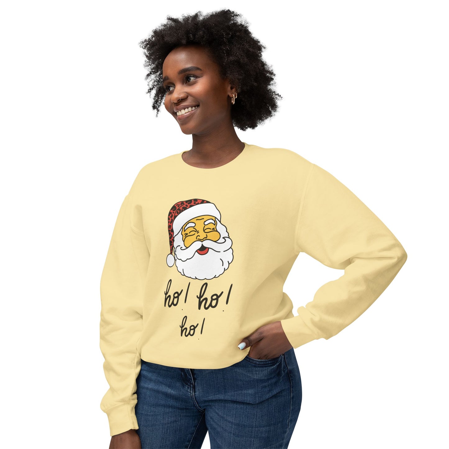 "Ho, Ho, Ho," Unisex Lightweight Crewneck Xmas Sweatshirt