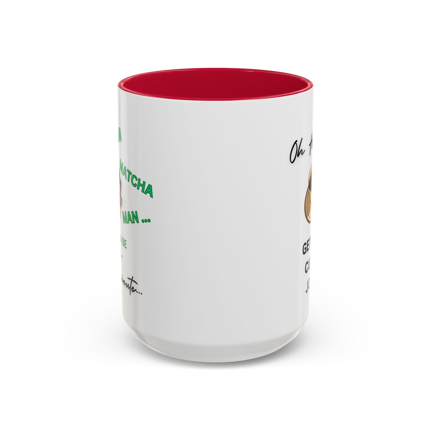 "Matcha Man-Java Joe" White Ceramic Mug with Color Accents (11oz, 15oz)