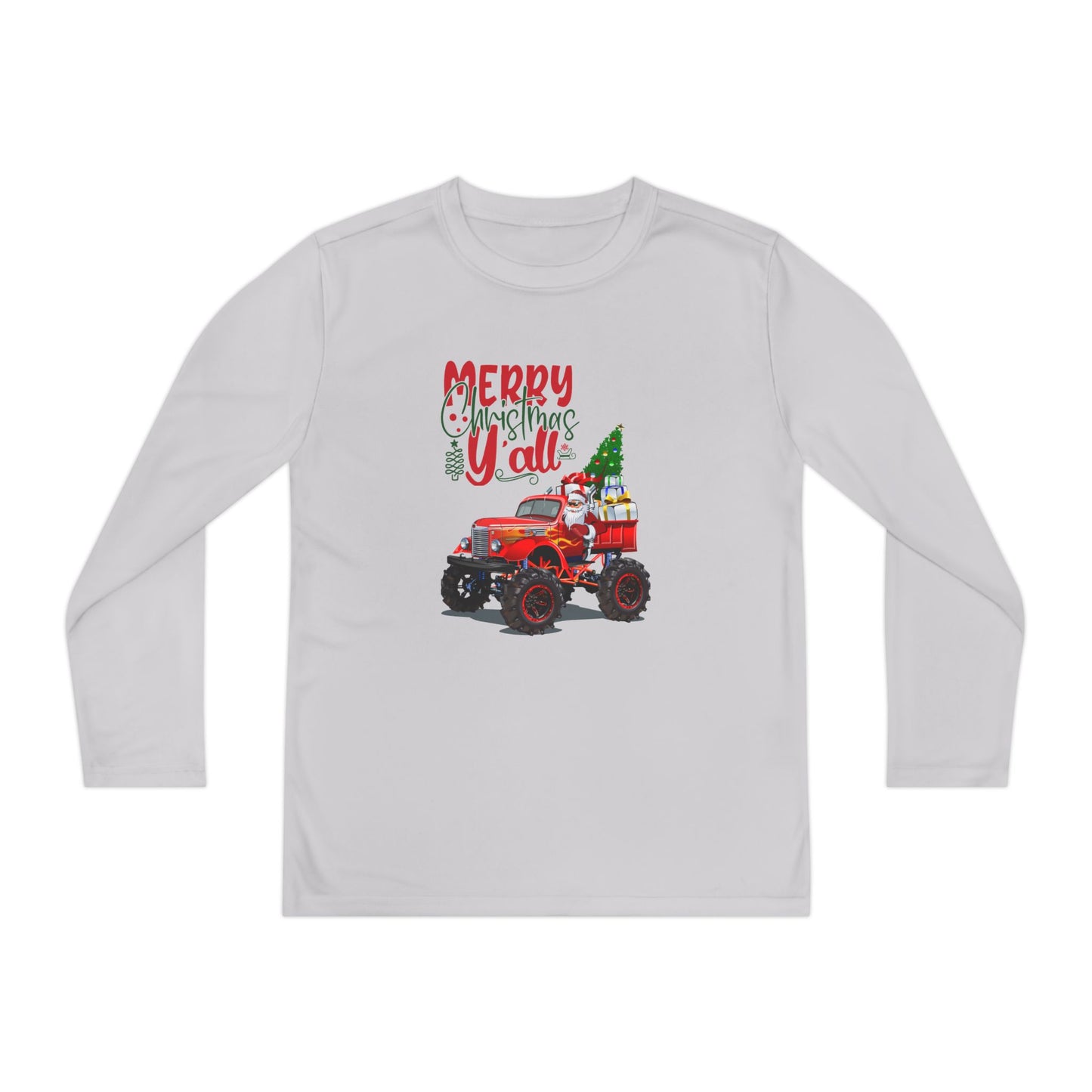 "Merry Christmas Y'all", Youth Long Sleeve Competitor Tee