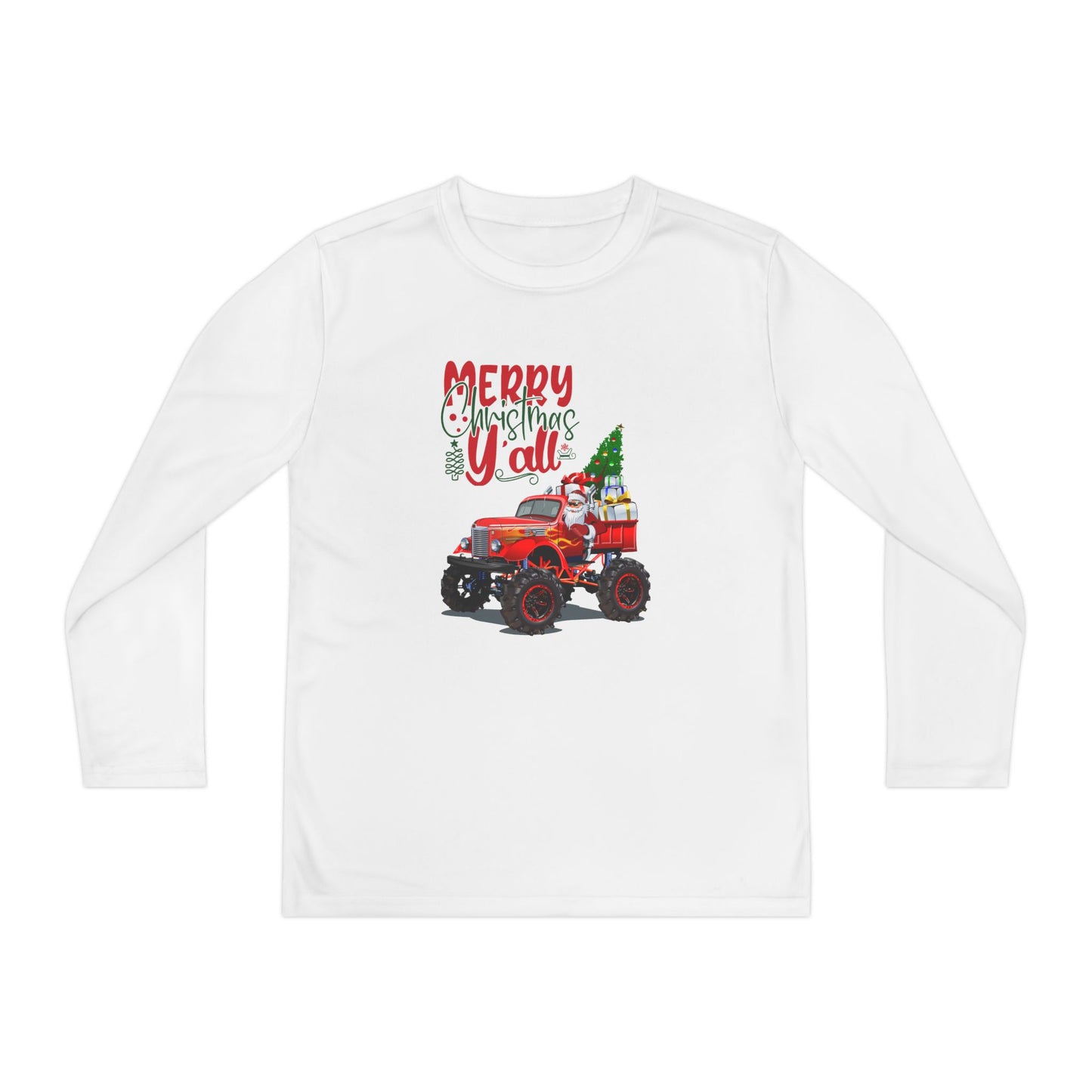 "Merry Christmas Y'all", Youth Long Sleeve Competitor Tee