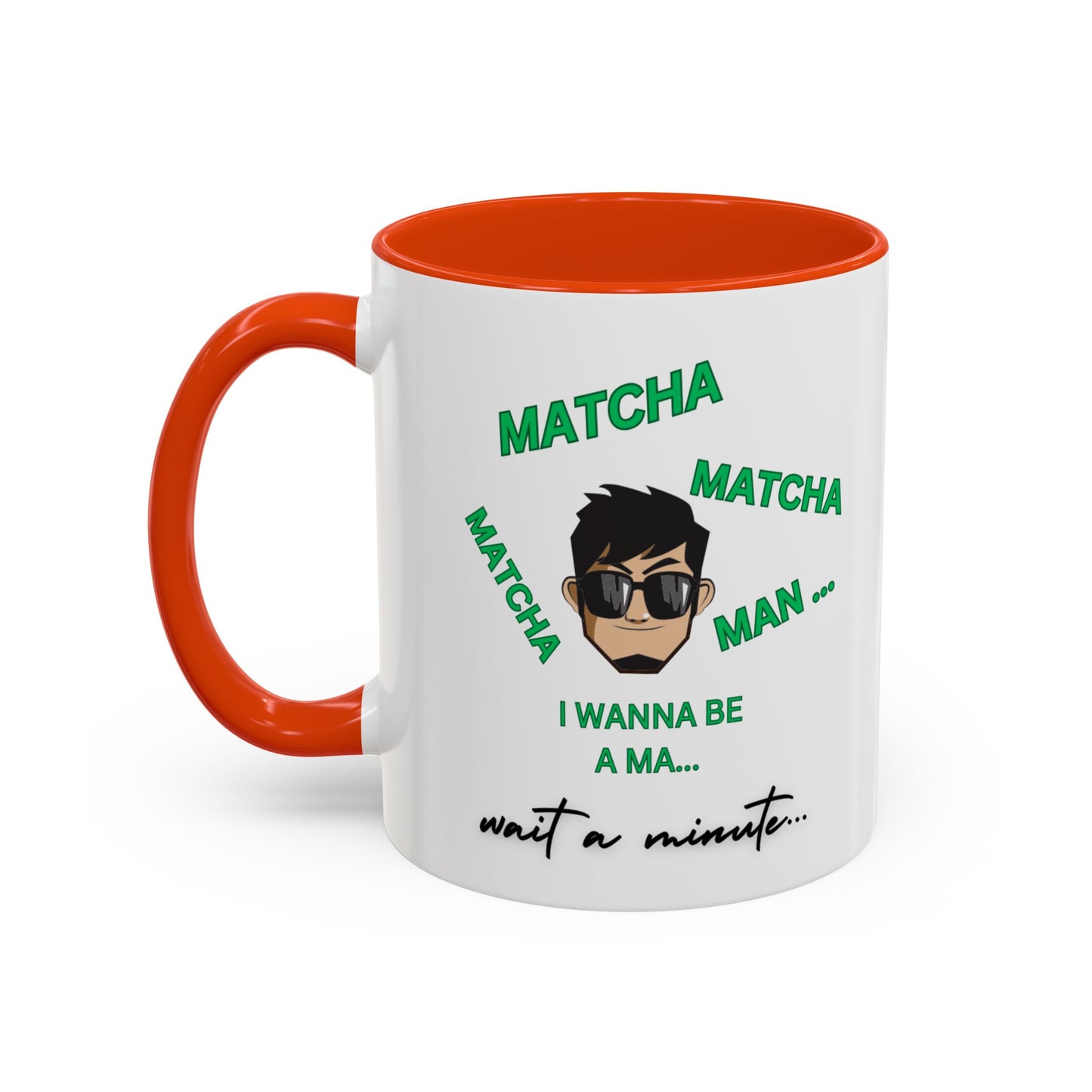 "Matcha Man-Java Joe" White Ceramic Mug with Color Accents (11oz, 15oz)