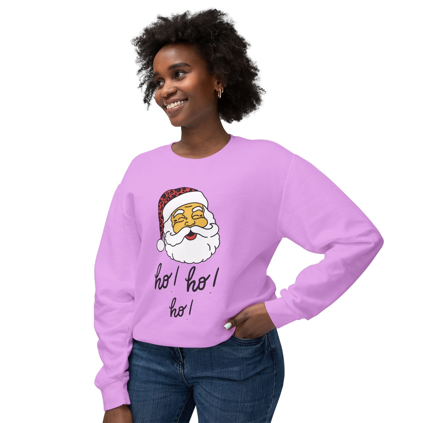 "Ho, Ho, Ho," Unisex Lightweight Crewneck Xmas Sweatshirt