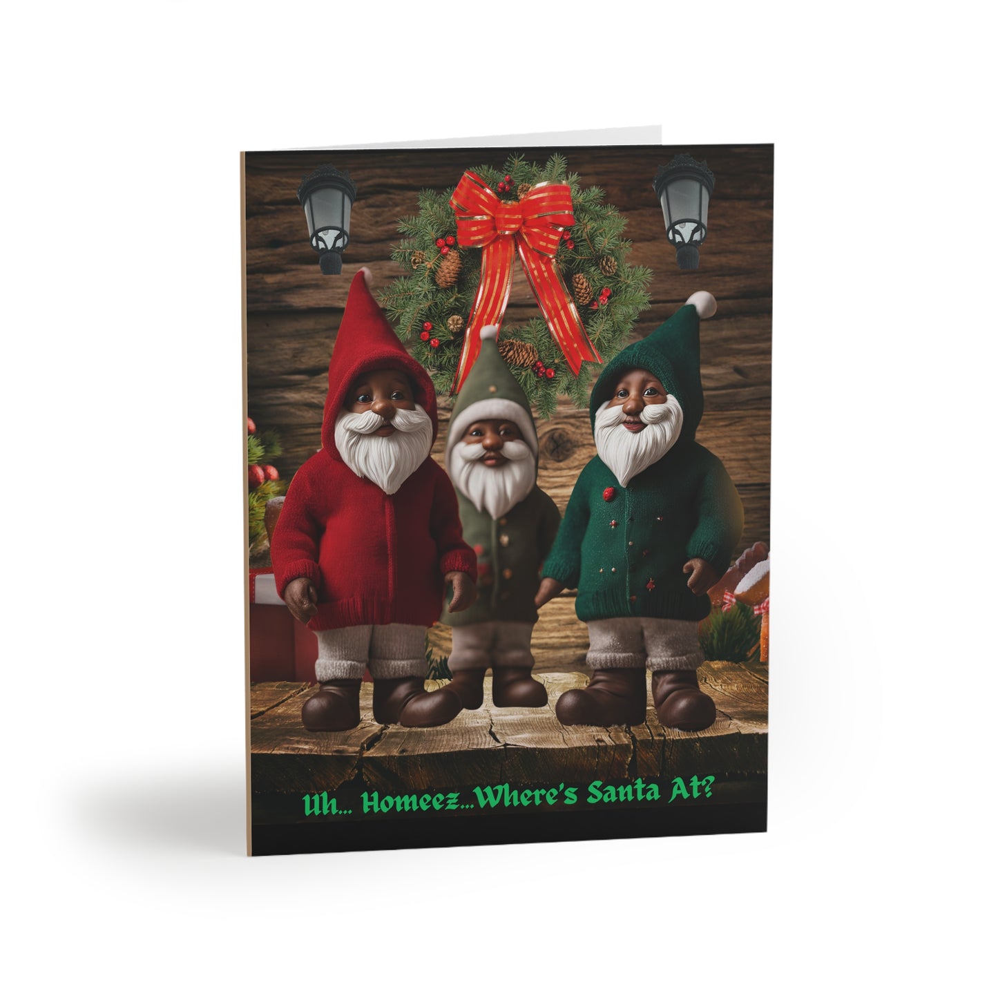 "Uh... Homeez... Where's Santa At?" Greeting Cards (8, 16, and 24 pcs sets)