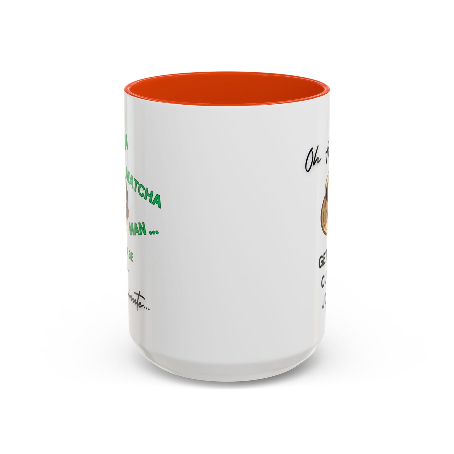 "Matcha Man-Java Joe" White Ceramic Mug with Color Accents (11oz, 15oz)