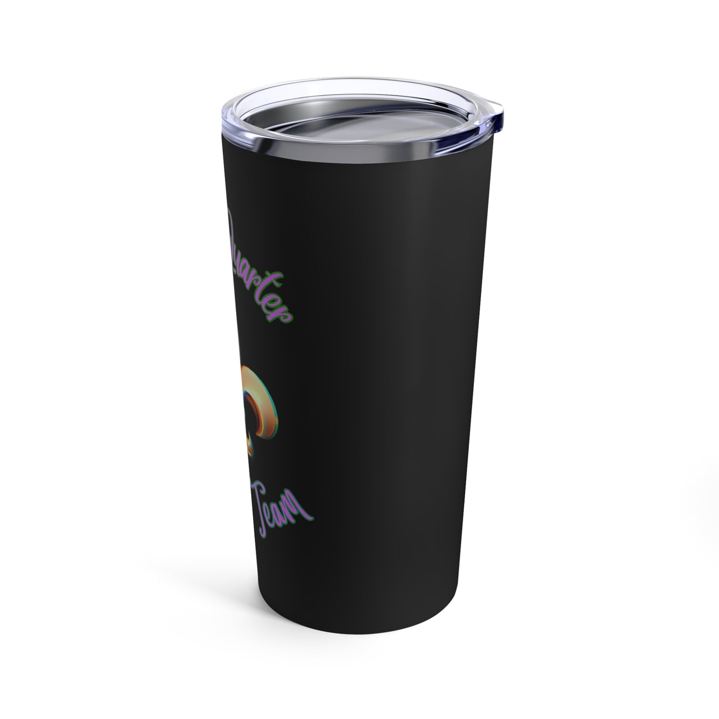 "French Quarter Drinking Team"  20 oz Tumbler, Black With Purple Letters