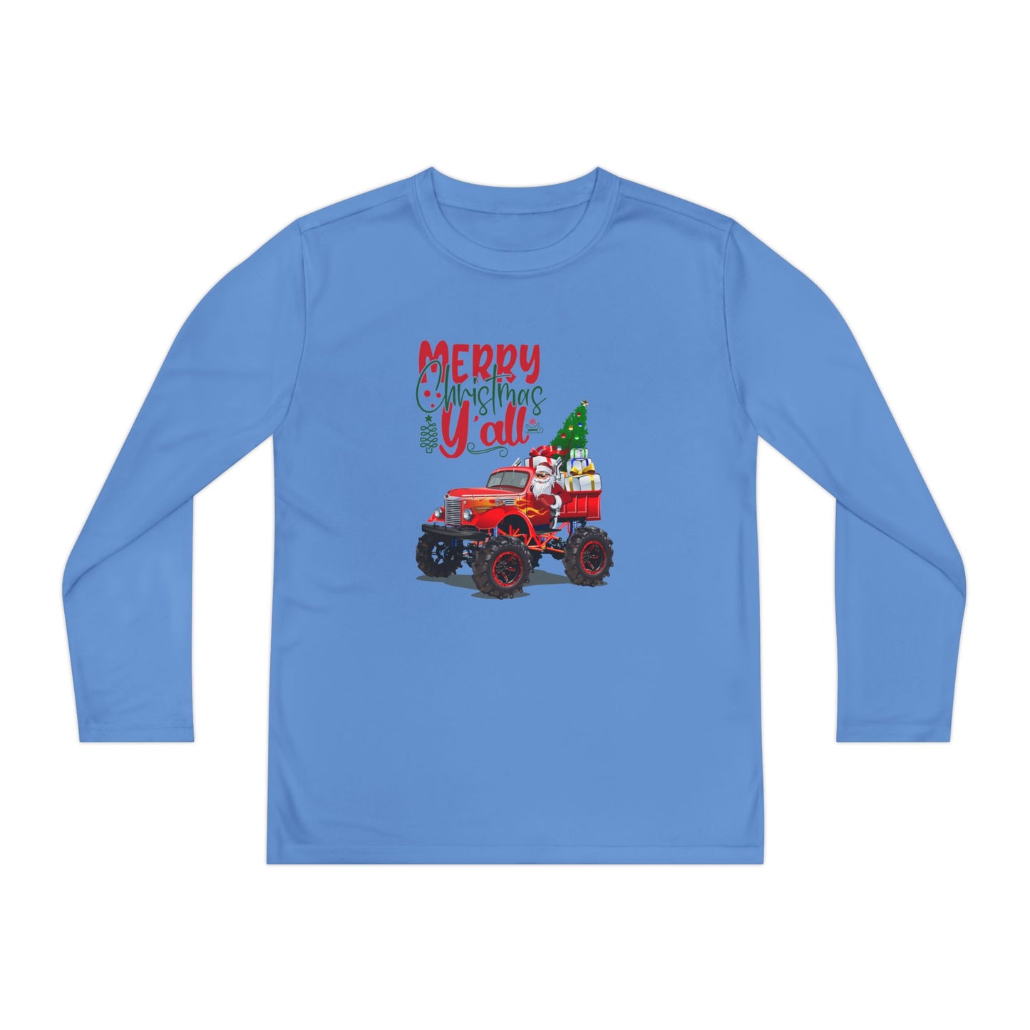 "Merry Christmas Y'all", Youth Long Sleeve Competitor Tee