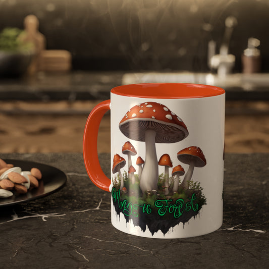 "Floating Magic Forest"  White with Colorful Accents, 11 oz Mug