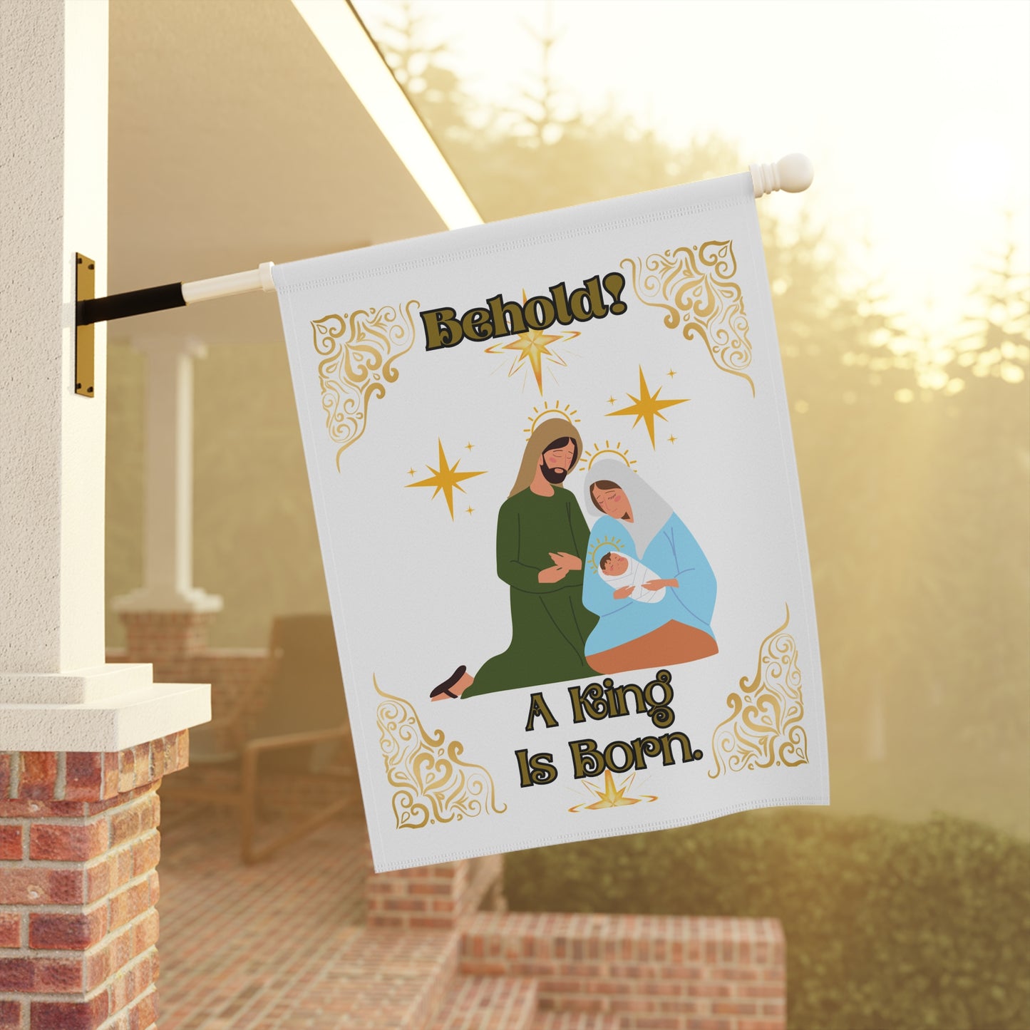 "Behold A King Is Born!" White Garden/Lawn Sign,  24.5 in x 32 in