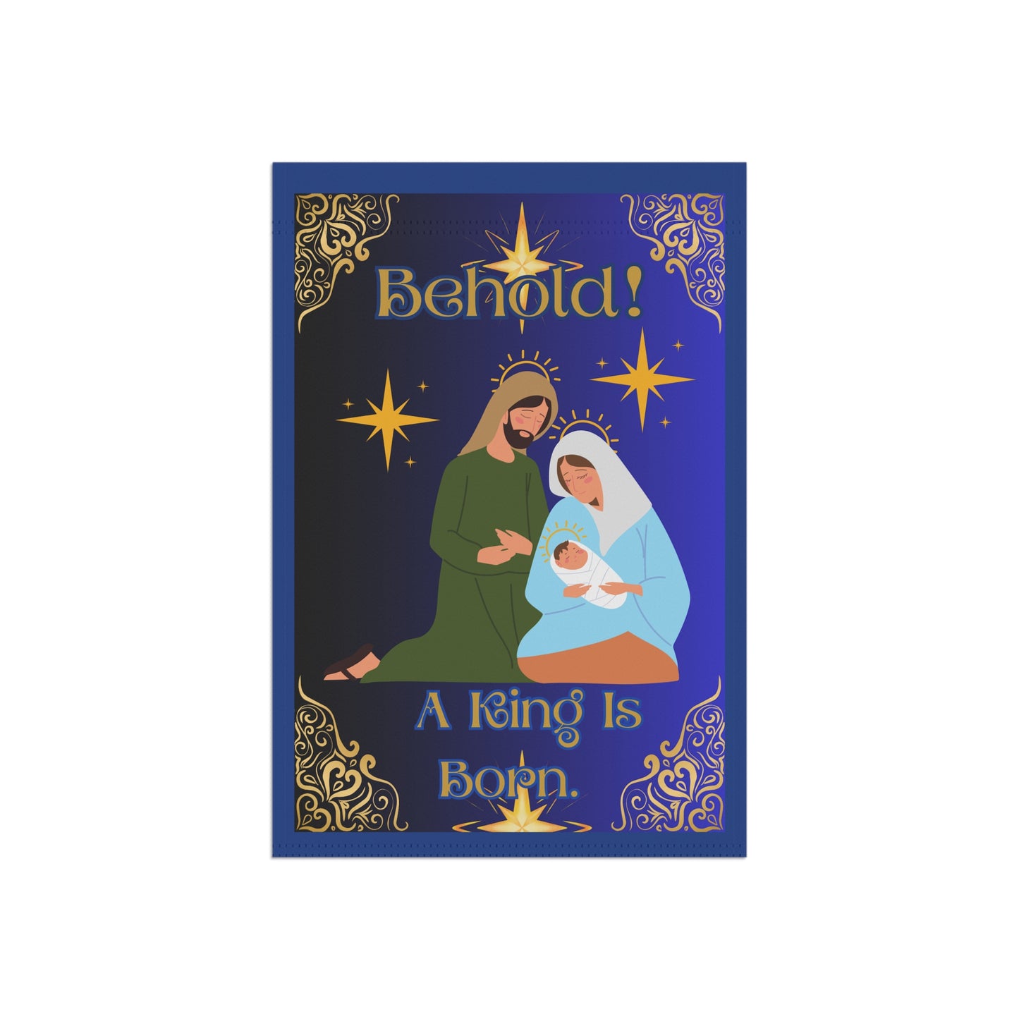 "Behold. A King Is Born!", Garden/Lawn Banner, 12 in x 18 in, Blue Ombre