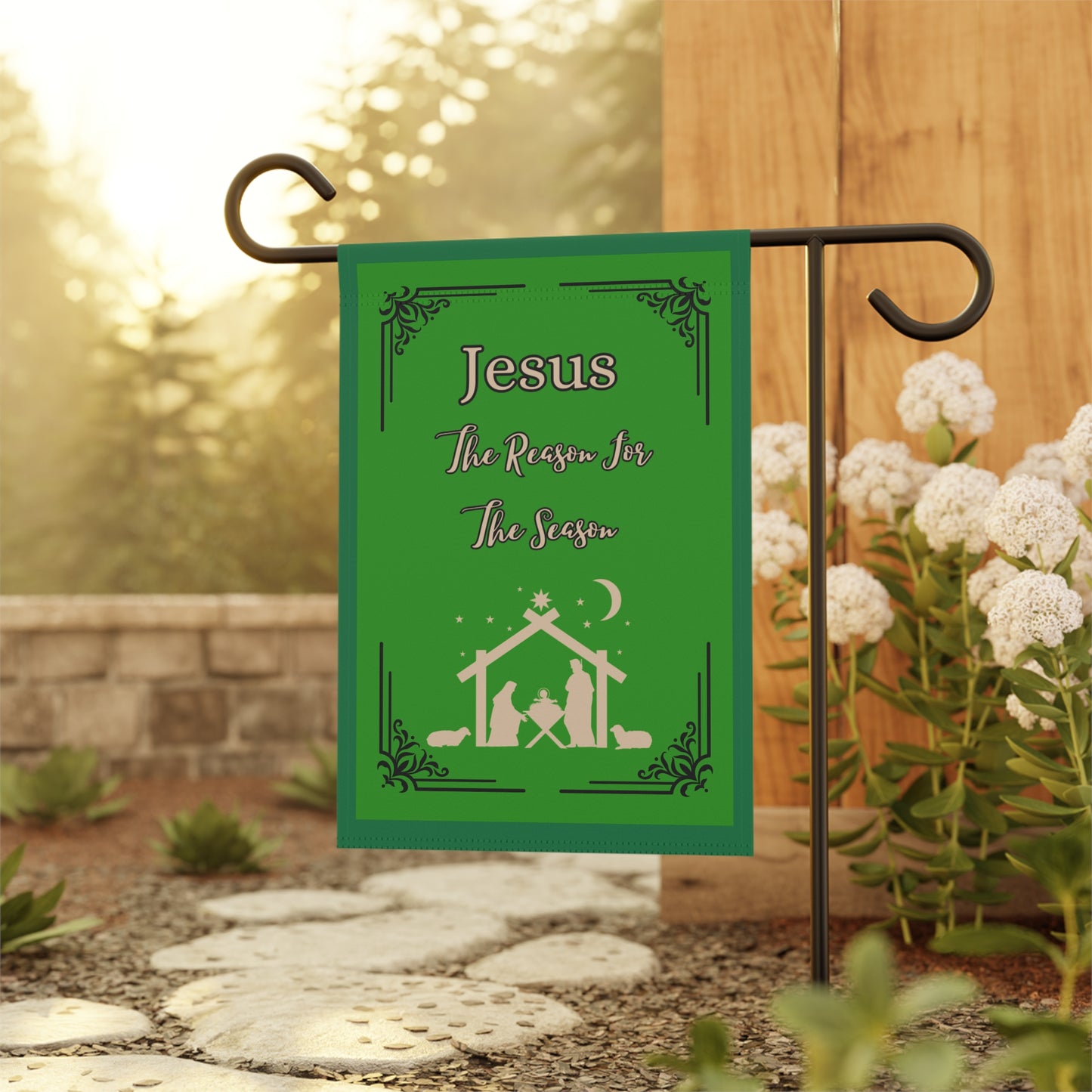 " Jesus Is The Reason For The Season", Garden & House Banner, Green