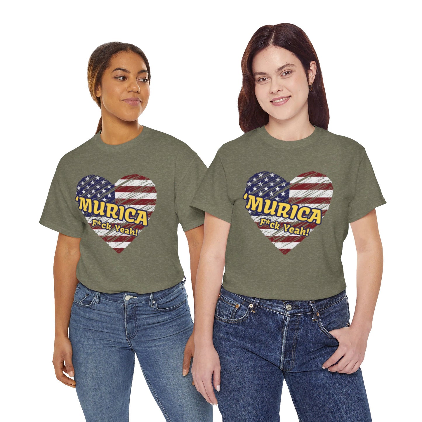 "MURICA" (yellow text), Unisex Heavy Cotton Tee