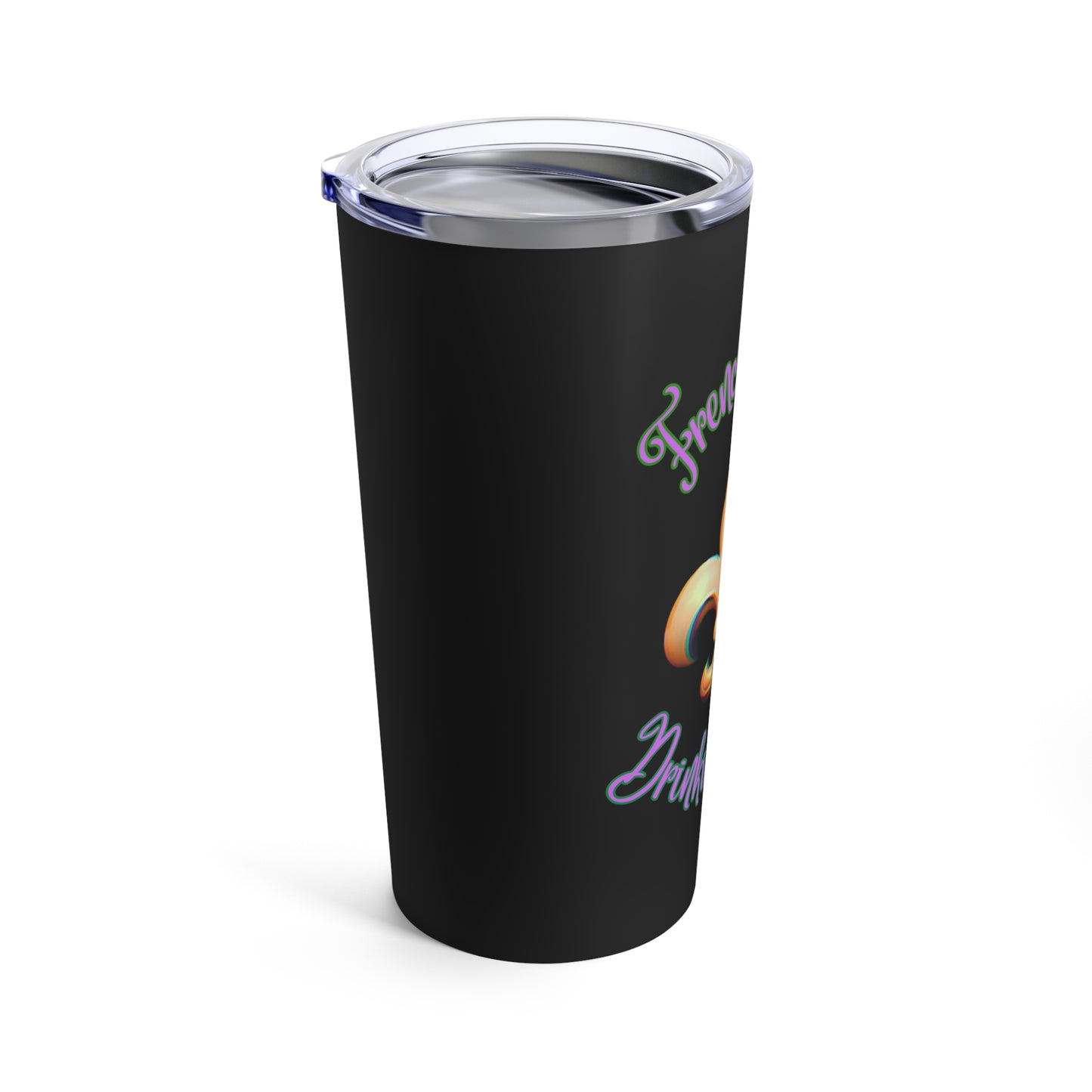 "French Quarter Drinking Team"  20 oz Tumbler, Black With Purple Letters