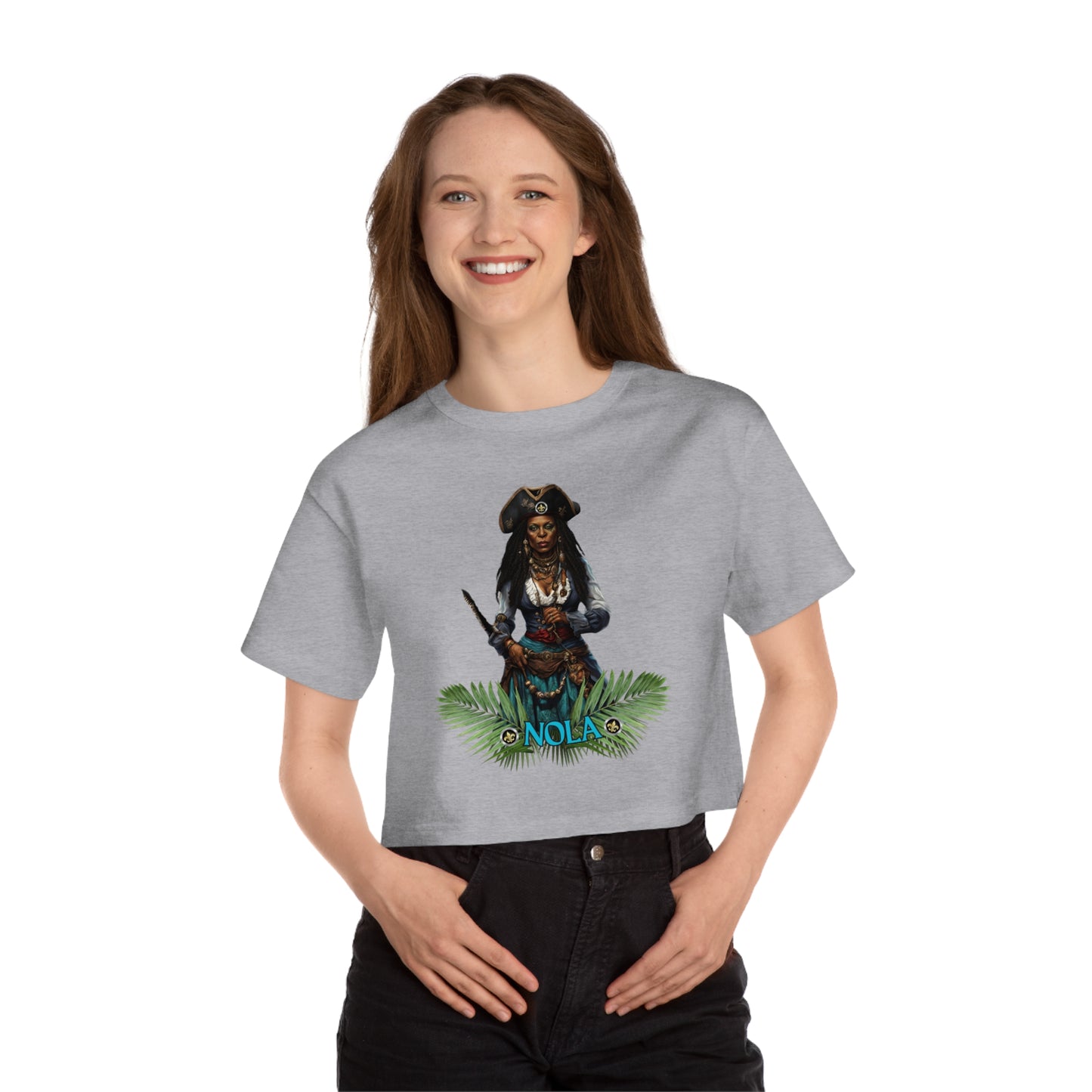 "Desiree- NOLA Pirate" Women's Cropped T-Shirt