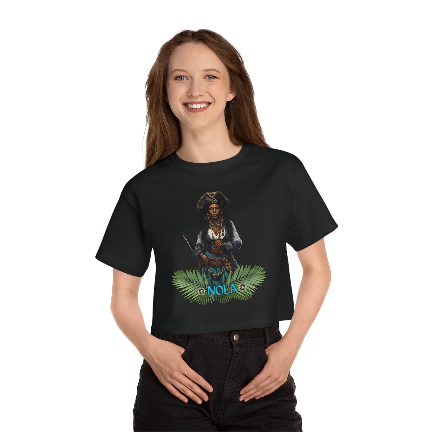 "Desiree- NOLA Pirate" Women's Cropped T-Shirt