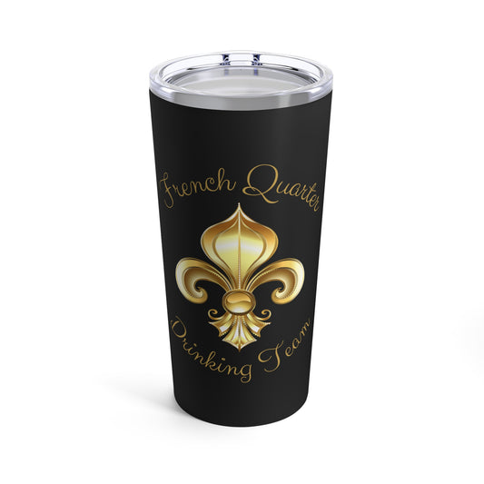 "French Quarter Drinking Team" Black Tumbler With Ornate Design, 20 oz