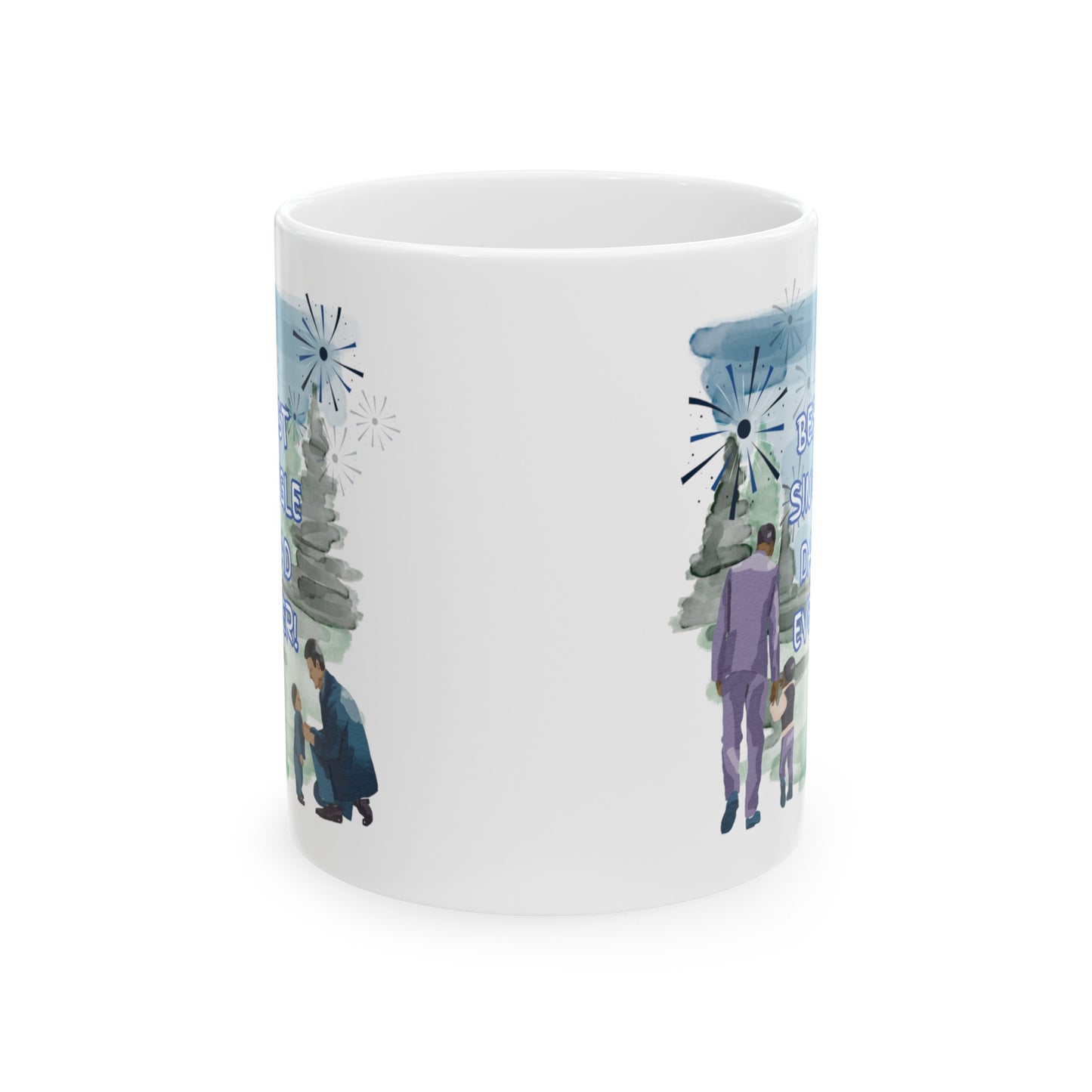 "Best Single Dad Ever"  Retro Nature Setting, White Ceramic Mug, (11 oz, 15 oz)