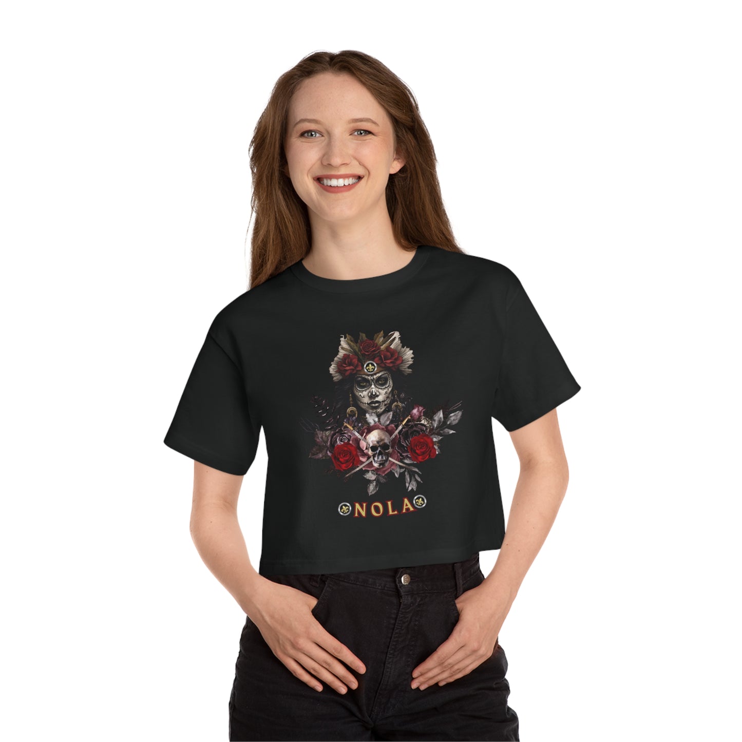 "Camille- NOLA Pirate" Women's Cropped T-Shirt