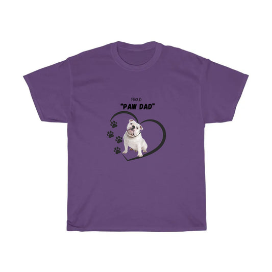 "PAW DAD" English Bulldog Personalized Heavy Cotton T-Shirt