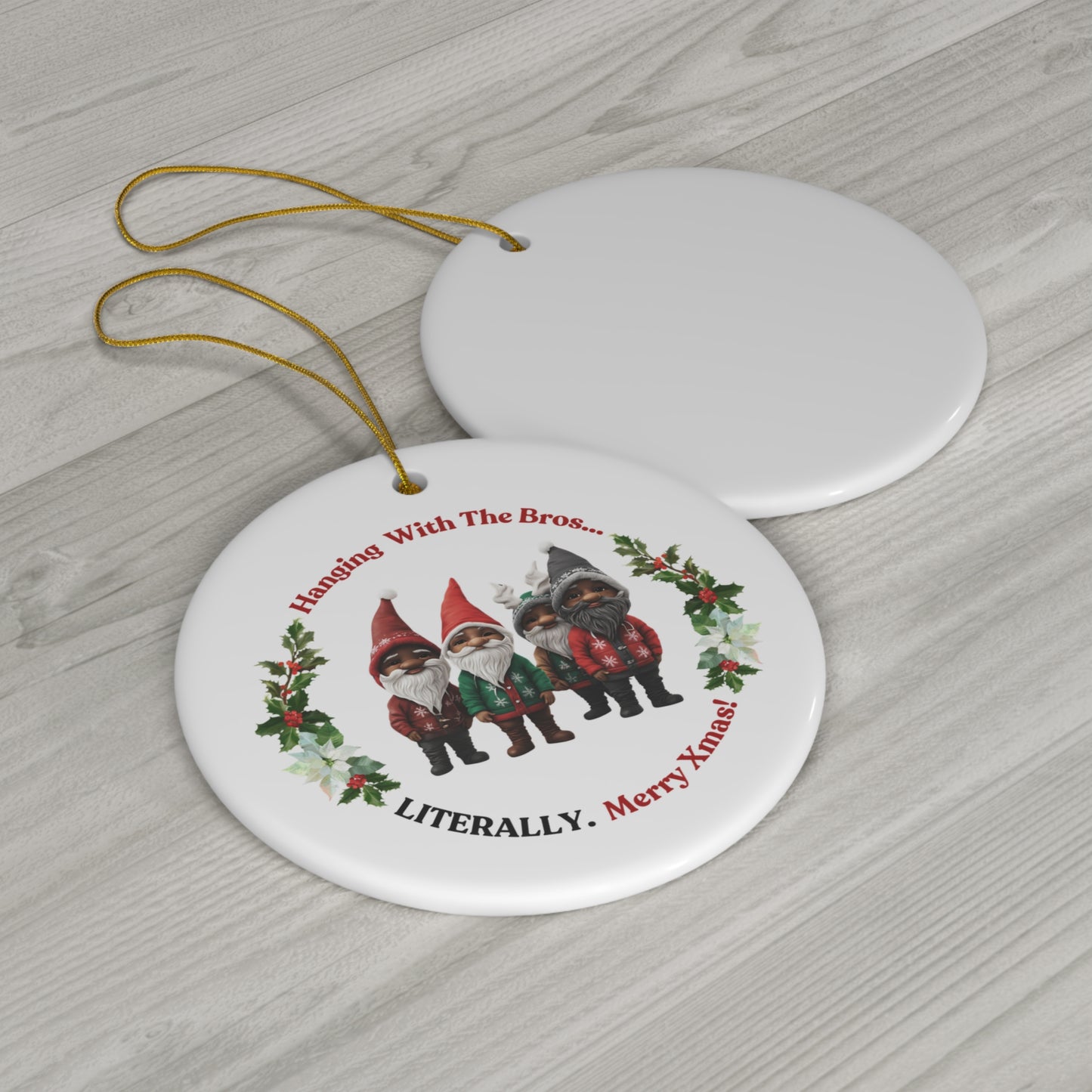 "Hanging With The Bros" White Ceramic Ornament