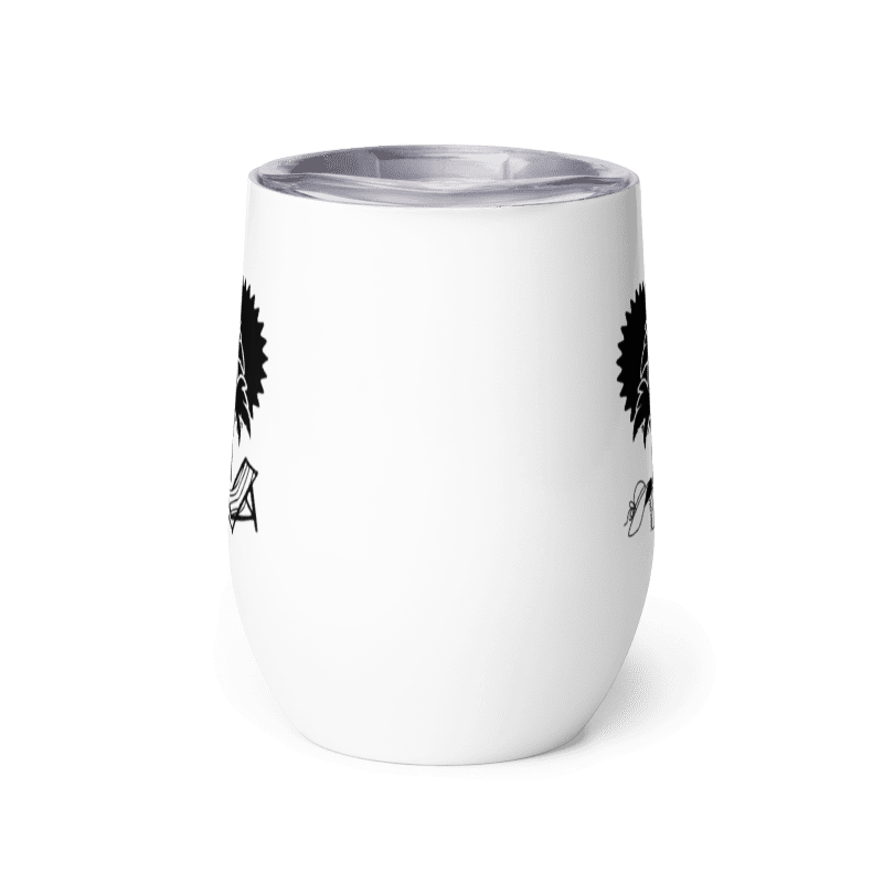 "It's Summer-BEACHES!"   Wine Tumbler in White with Black Graphic Design