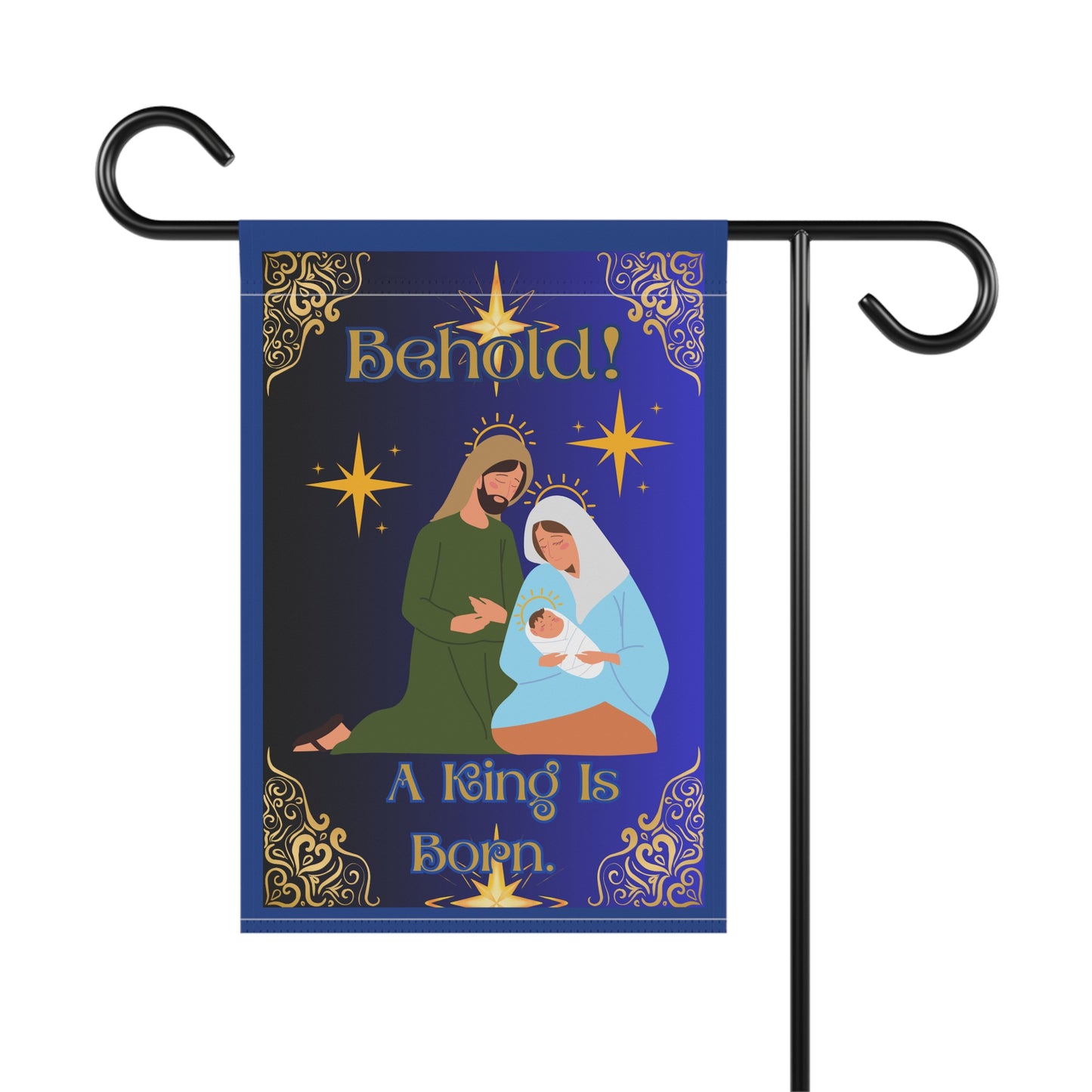 "Behold. A King Is Born!", Garden/Lawn Banner, 12 in x 18 in, Blue Ombre