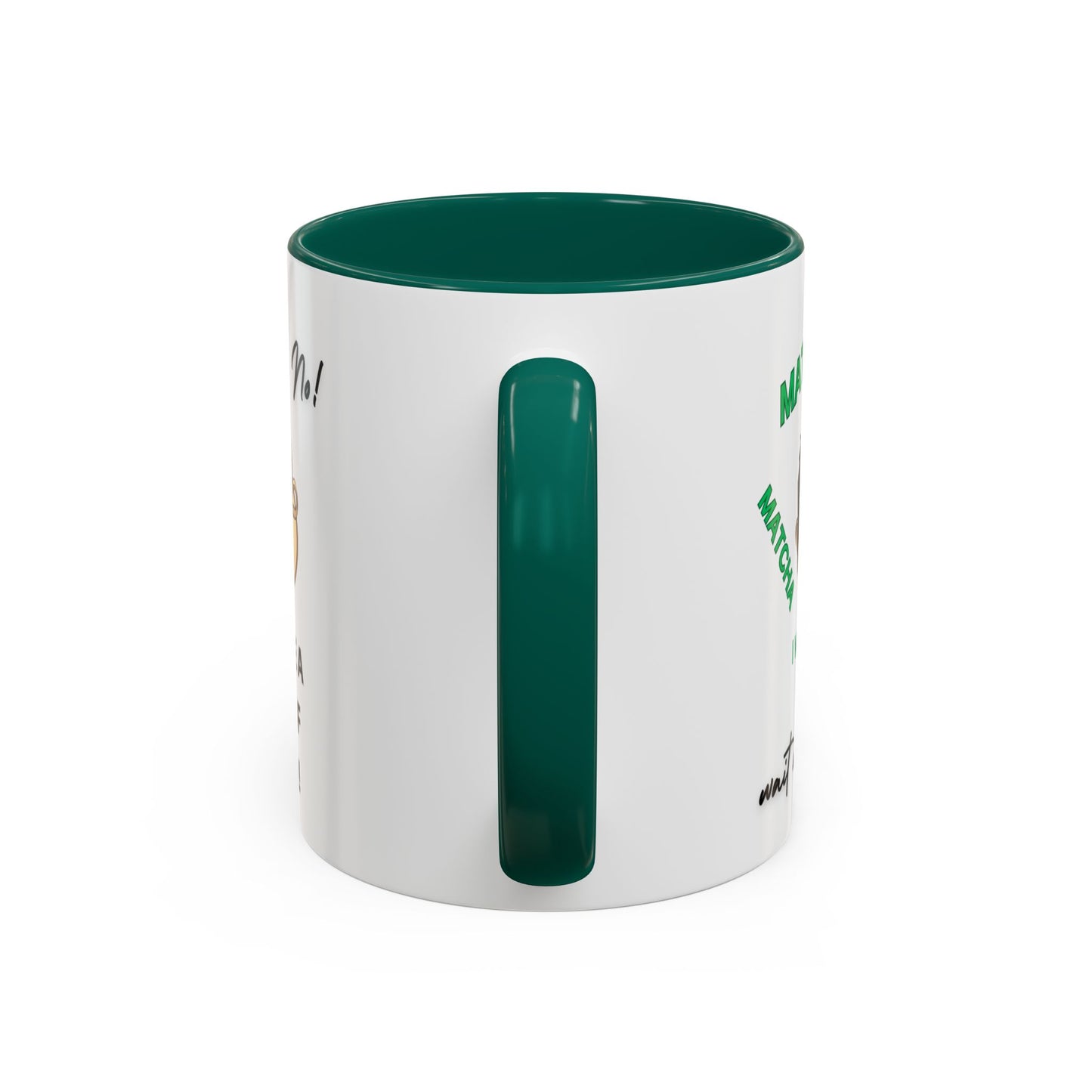 "Matcha Man-Java Joe" White Ceramic Mug with Color Accents (11oz, 15oz)