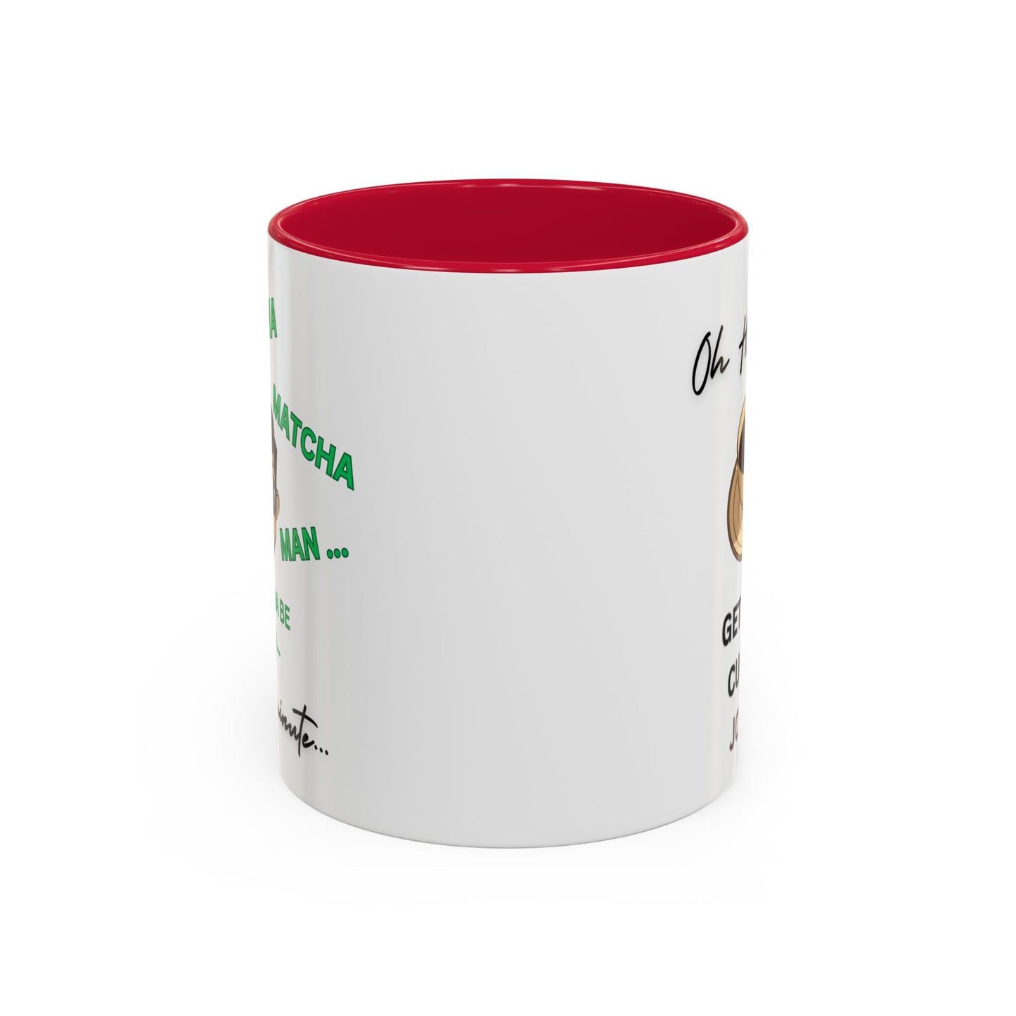 "Matcha Man-Java Joe" White Ceramic Mug with Color Accents (11oz, 15oz)