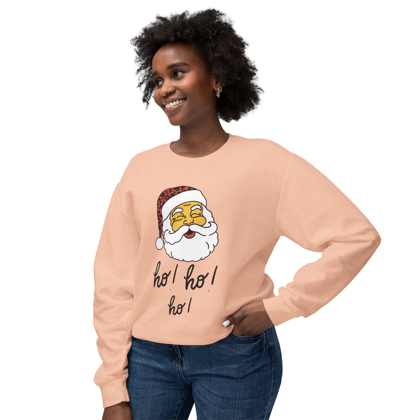 "Ho, Ho, Ho," Unisex Lightweight Crewneck Xmas Sweatshirt