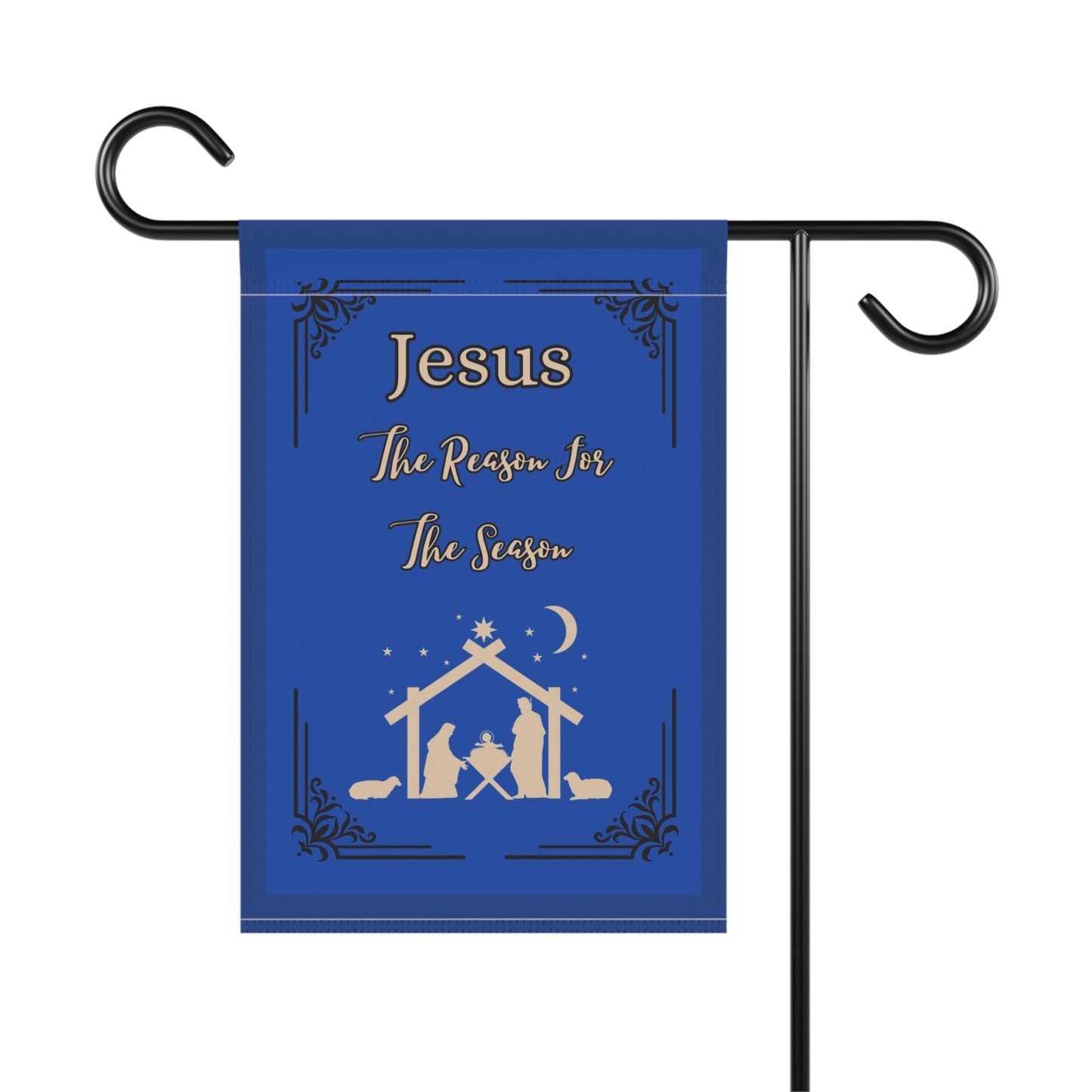 "Jesus Is The Reason For The Season"  12 in x 18 in  Lawn/Garden Banner in Royal Blue