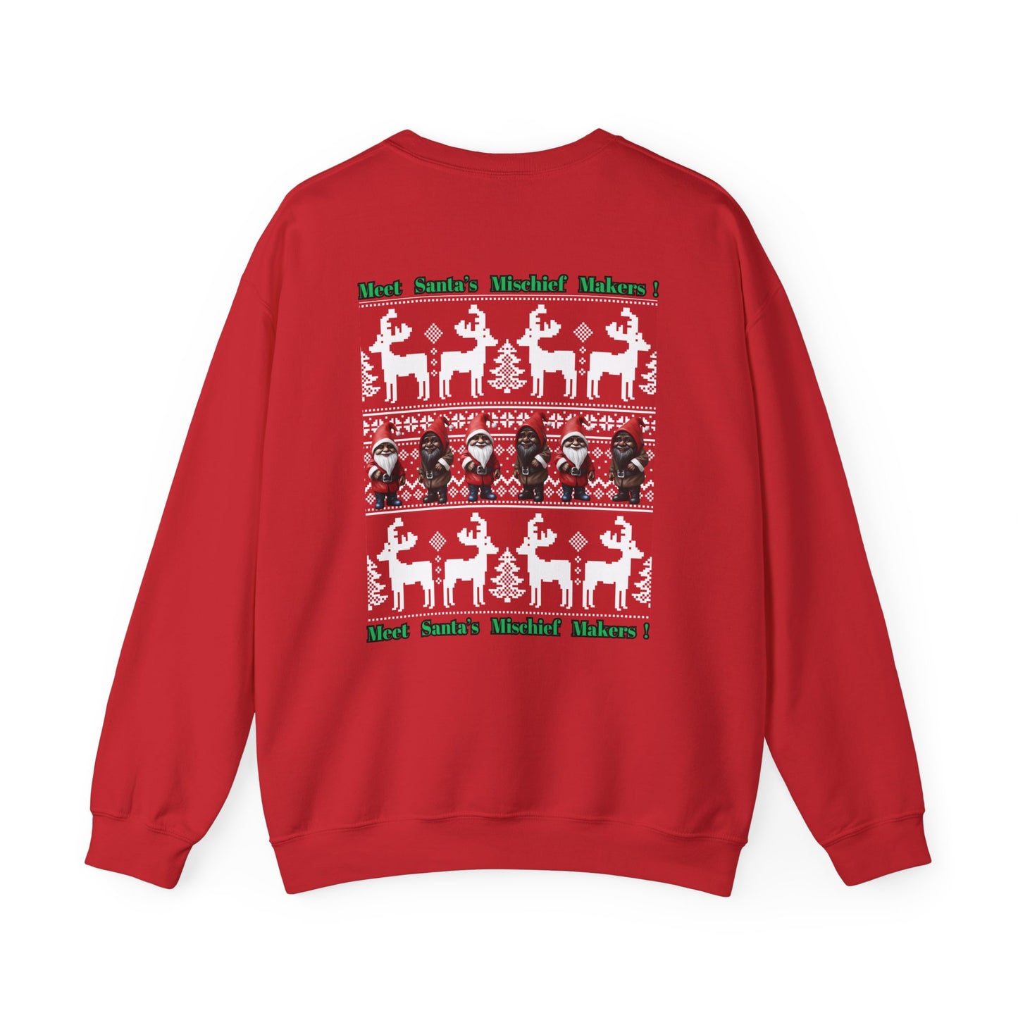 "Meet Santa's Mischief Makers", Unisex Heavy Blend™ Red Crewneck Sweatshirt