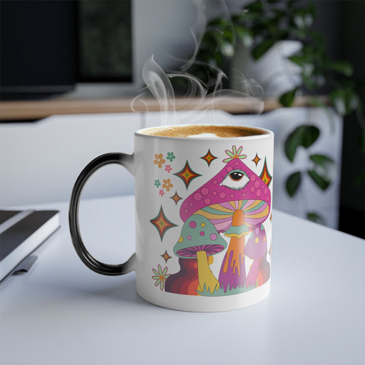 " Extra Groovy Mushrooms" Color Morphing Mug, 11 oz