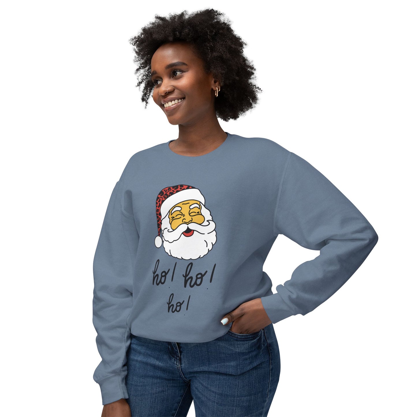 "Ho, Ho, Ho," Unisex Lightweight Crewneck Xmas Sweatshirt