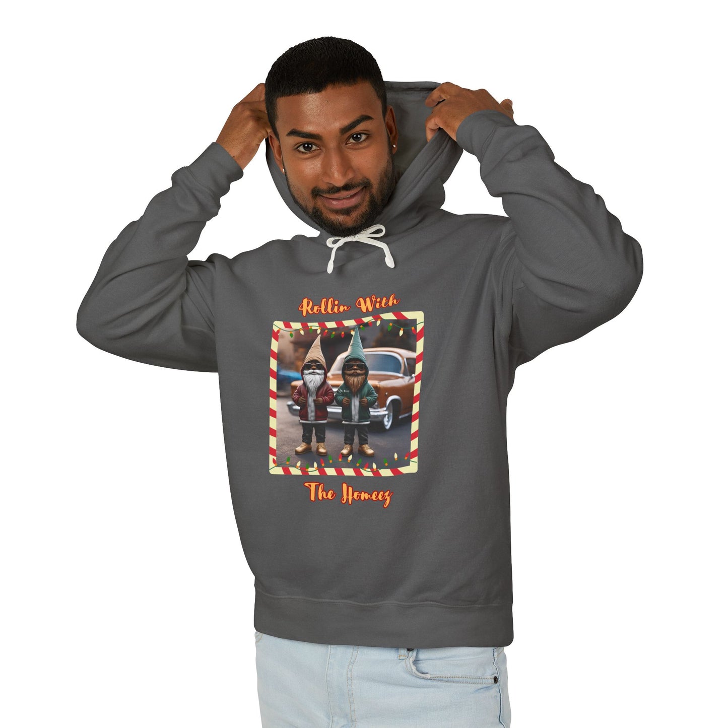 "Rollin With The Homeez" Unisex Lightweight Hooded Sweatshirt