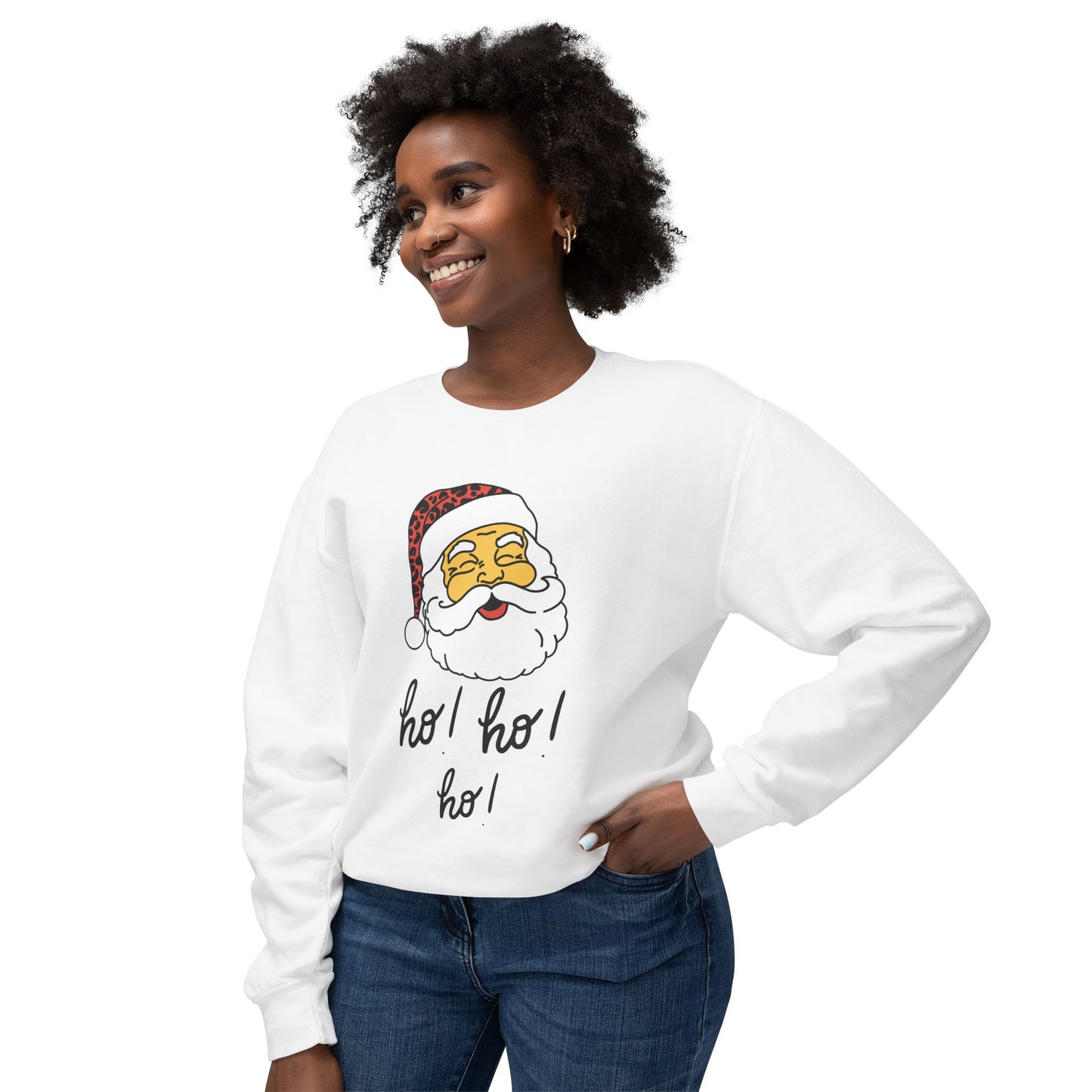 "Ho, Ho, Ho," Unisex Lightweight Crewneck Xmas Sweatshirt