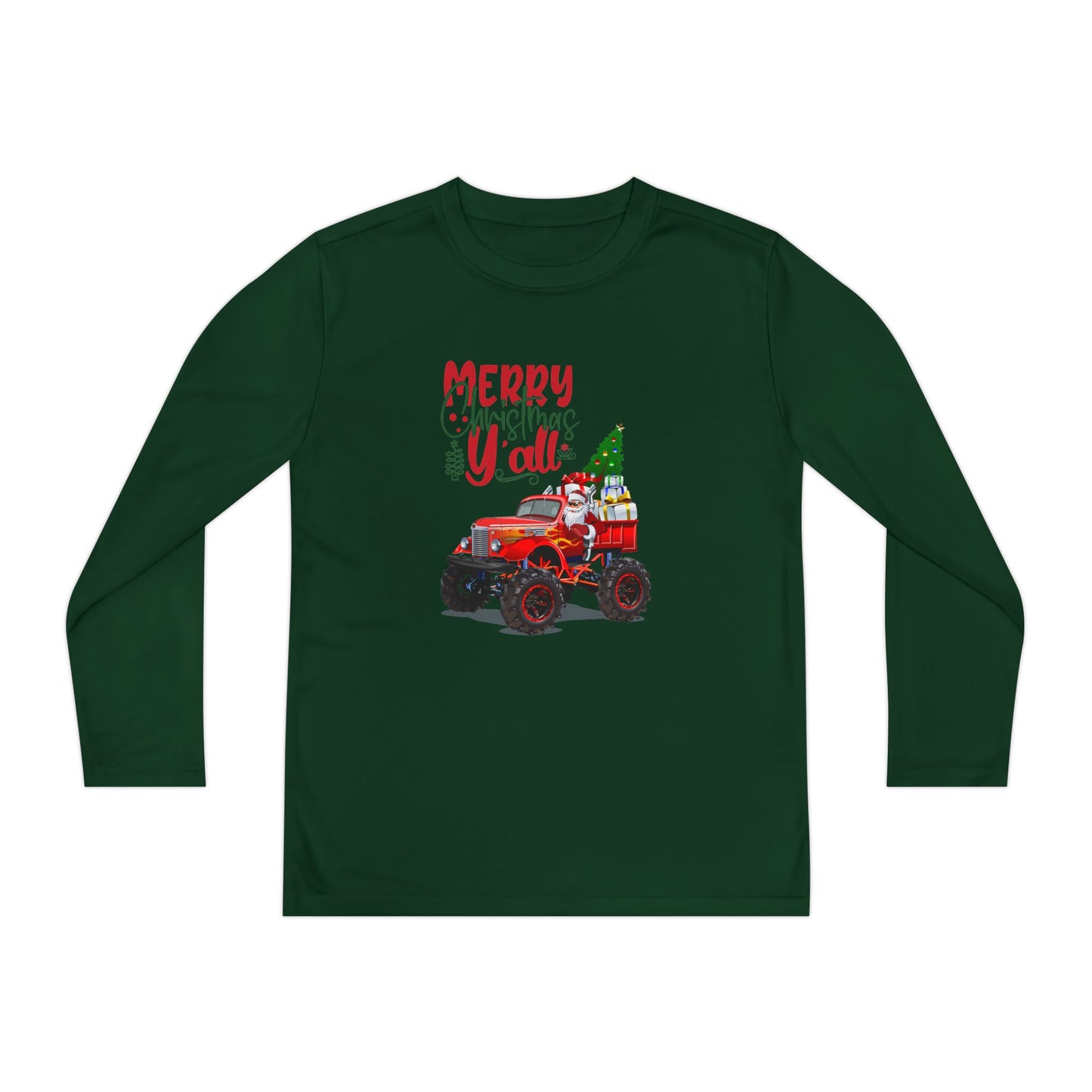 "Merry Christmas Y'all", Youth Long Sleeve Competitor Tee