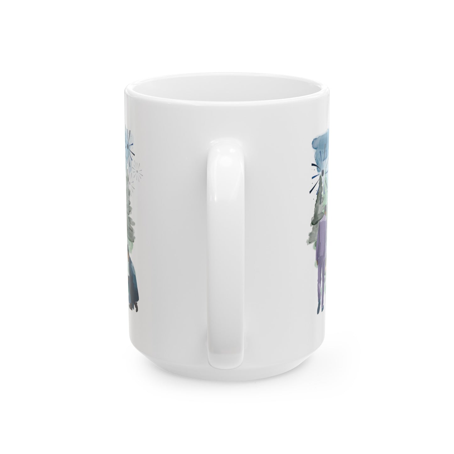 "Best Single Dad Ever"  Retro Nature Setting, White Ceramic Mug, (11 oz, 15 oz)