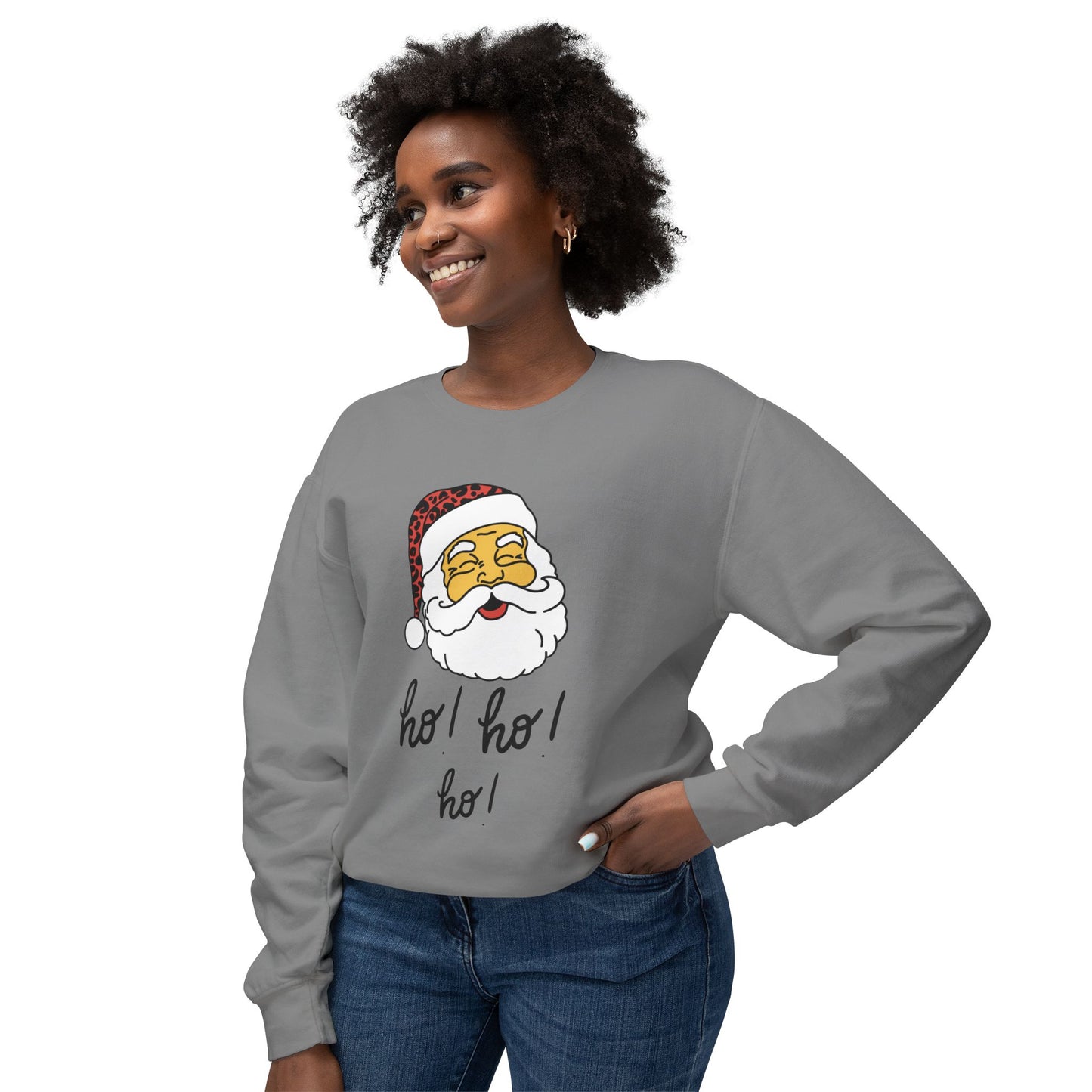 "Ho, Ho, Ho," Unisex Lightweight Crewneck Xmas Sweatshirt