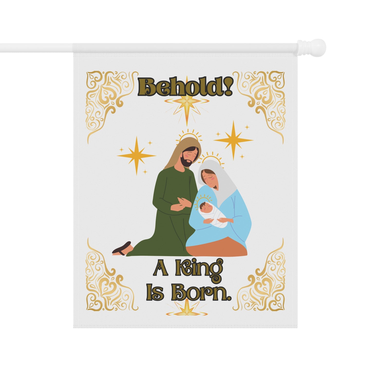 "Behold A King Is Born!" White Garden/Lawn Sign,  24.5 in x 32 in