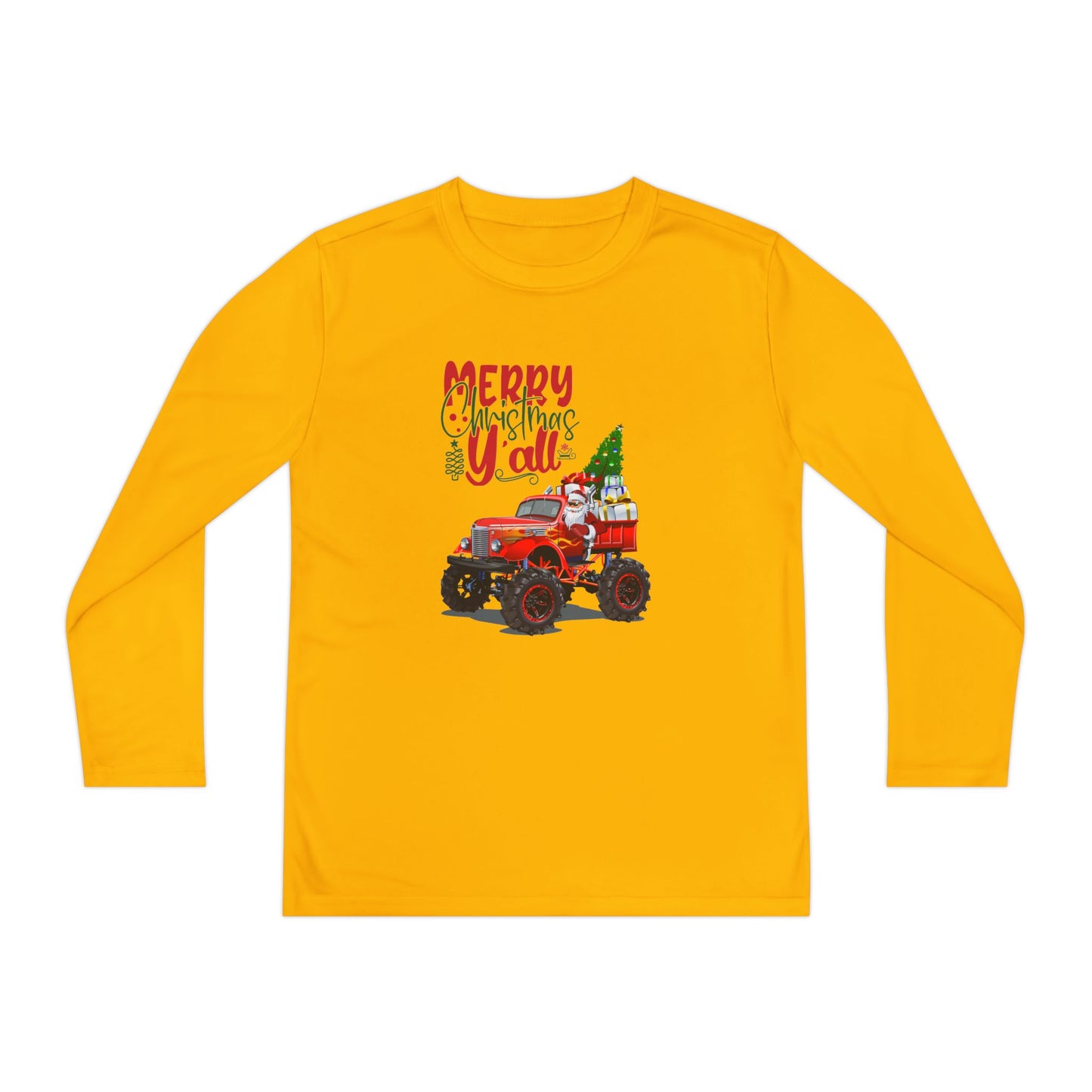 "Merry Christmas Y'all", Youth Long Sleeve Competitor Tee