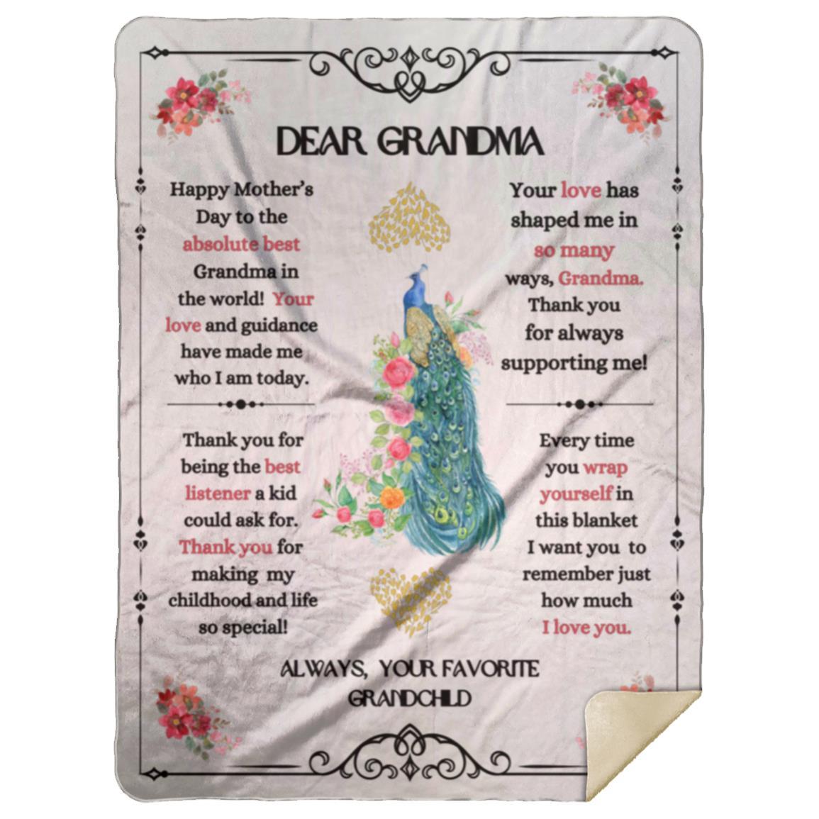 "Dear Grandma" Premium Sherpa Blanket,  60 in x 80 in